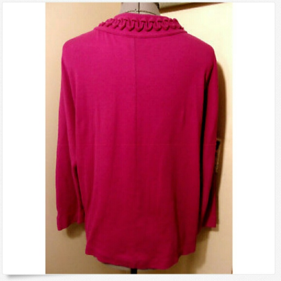 RAFAELLA Cardigan Sweater L Berry Pink twist trim - Picture 4 of 5